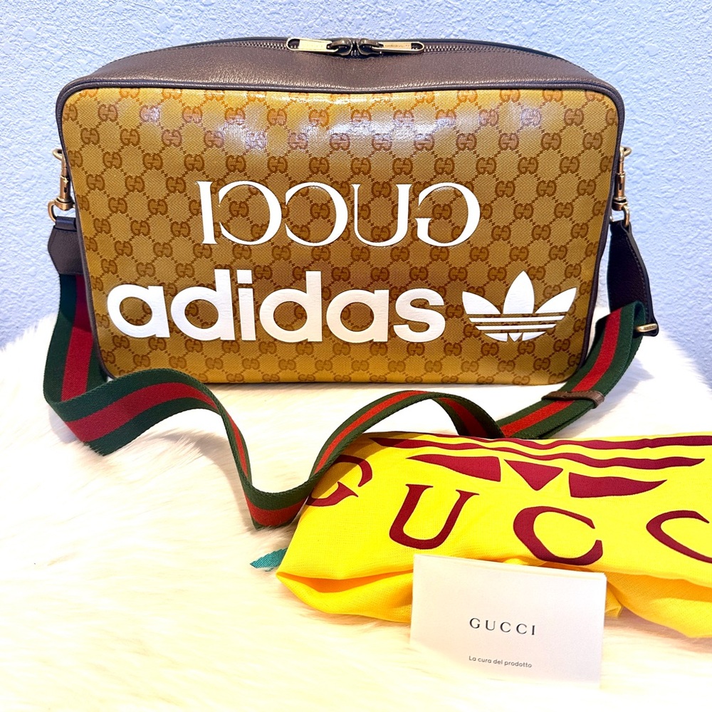 NEW Gucci X Adidas GG Crystal Messenger Bag